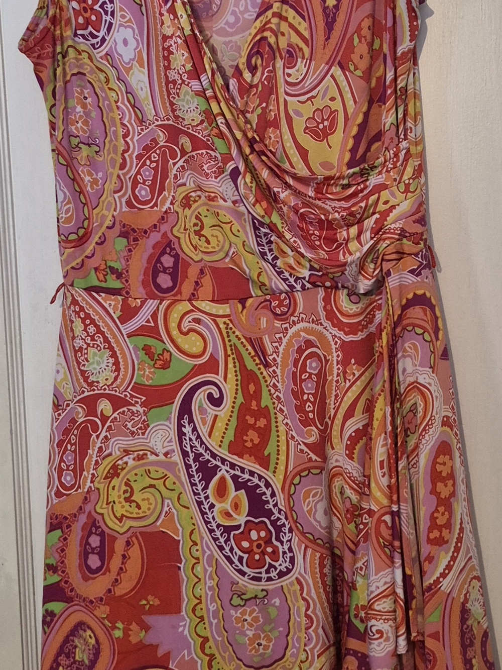 Chaps Pink & Red Paisley Midi Dress - Picture 3 of 8